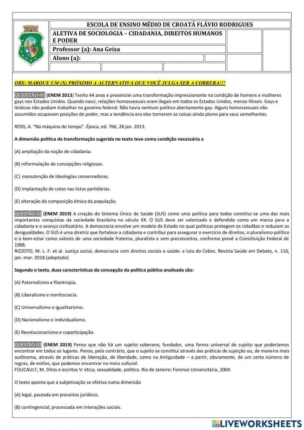 Direitos humanos e cidadania