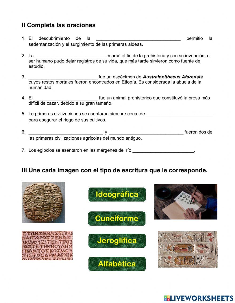 Primer examen trimestral de Historia