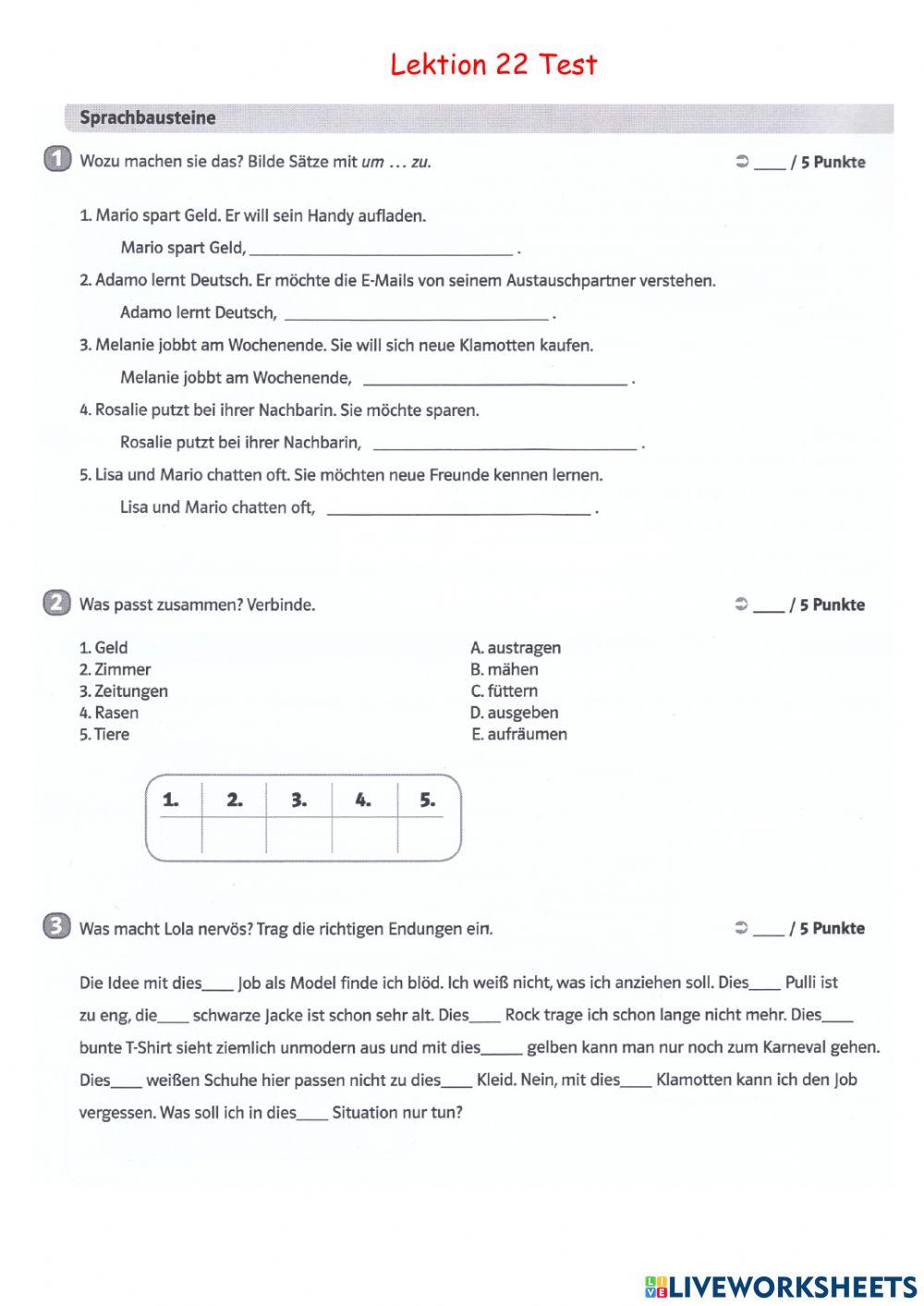 Team Deutsch A2 Lektion 22