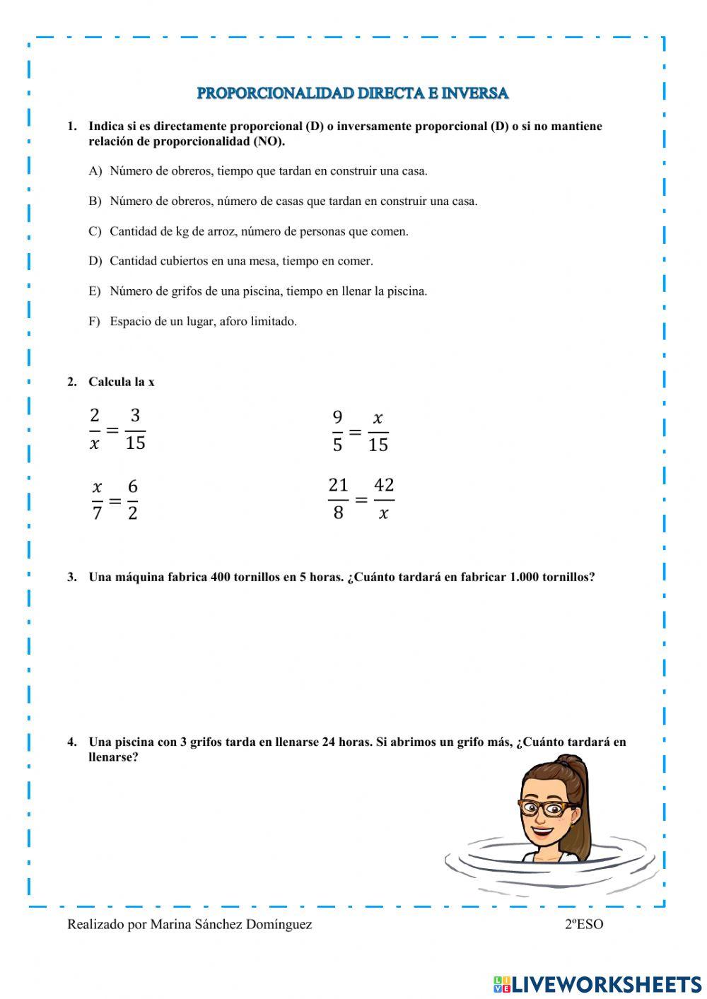 Proporcionalidad directa e inversa