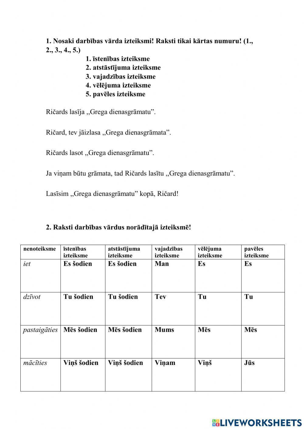 Darbības vārda izteiksmes