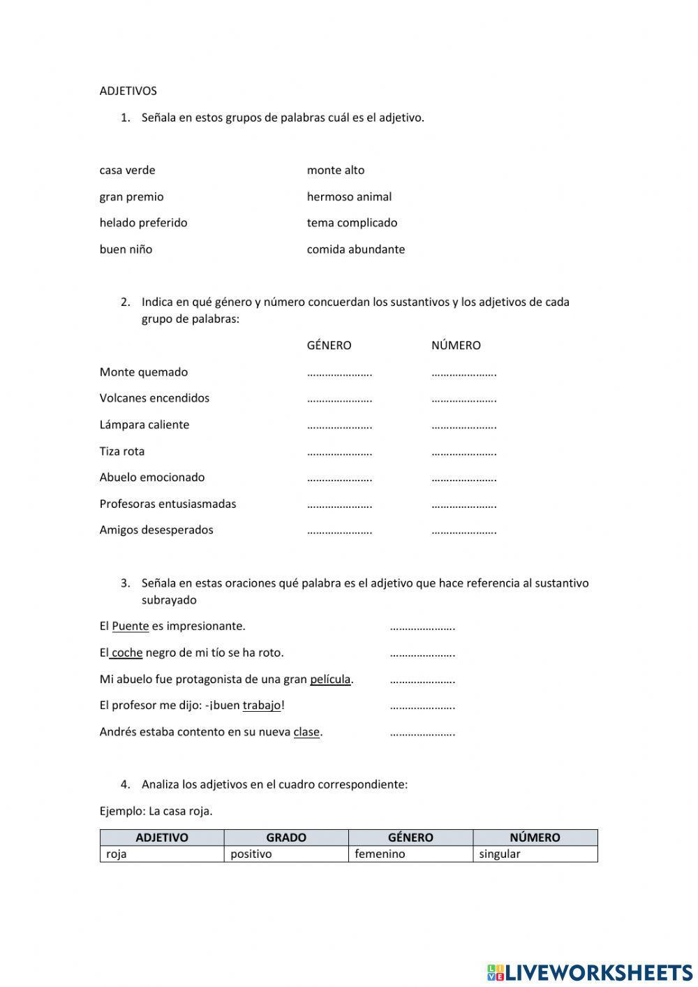 Analisis de los adjetivos