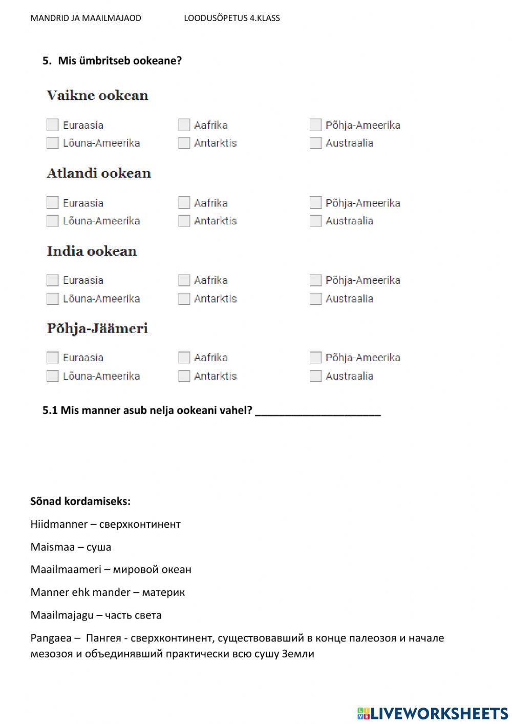 Mandrid ja maailmaosad