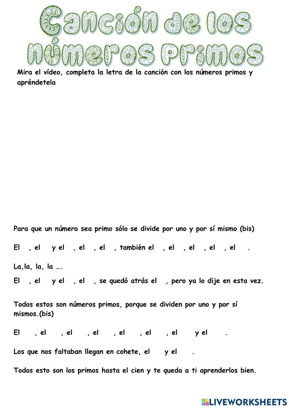 Canción de los números primos