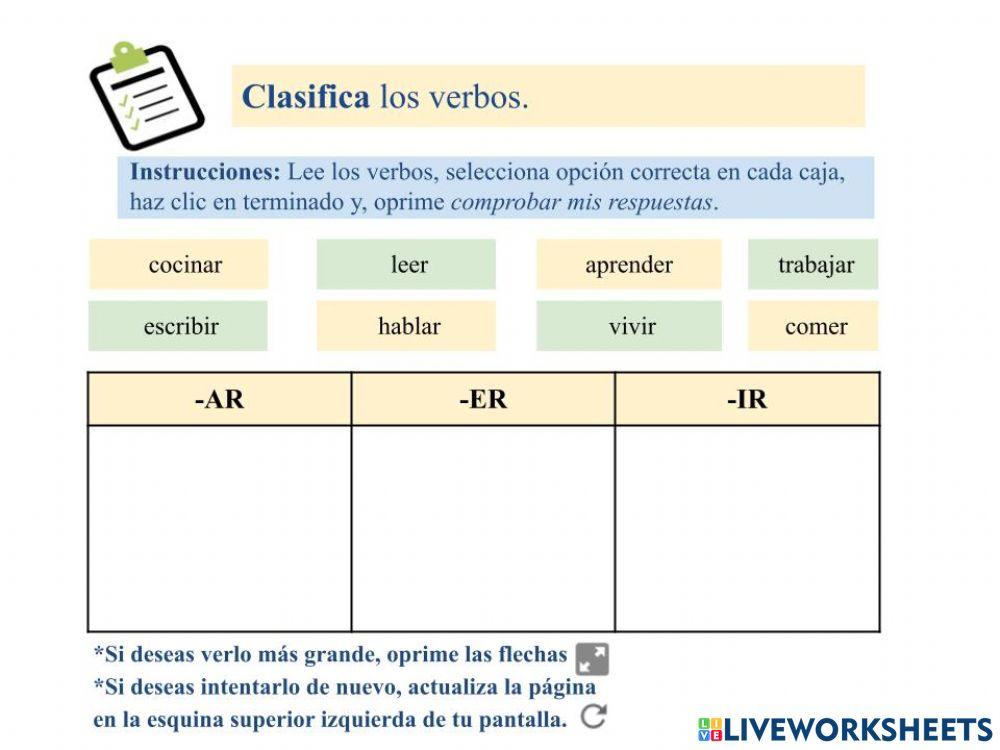 Selecciona los verbos
