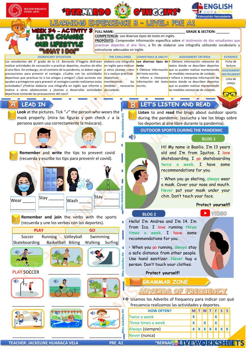 3° GRADO PRE A1 - EDA 8 - activity 3 - Aprendo en casa
