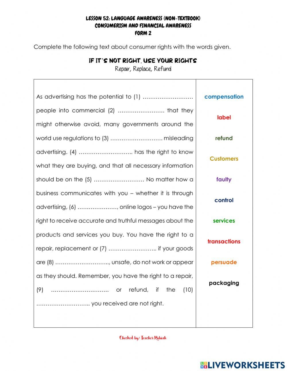 Lesson 52 language awareness