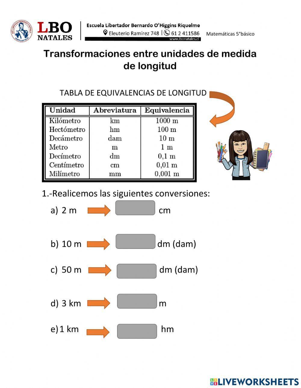 Transformaciones entre unidades de medida de longuitud