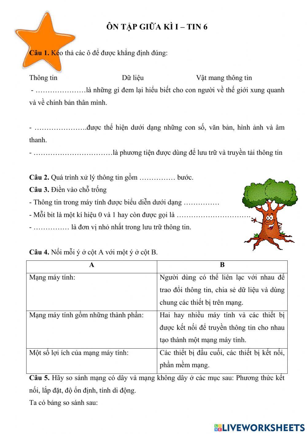 Ôn tập giữa kì i - tin 6