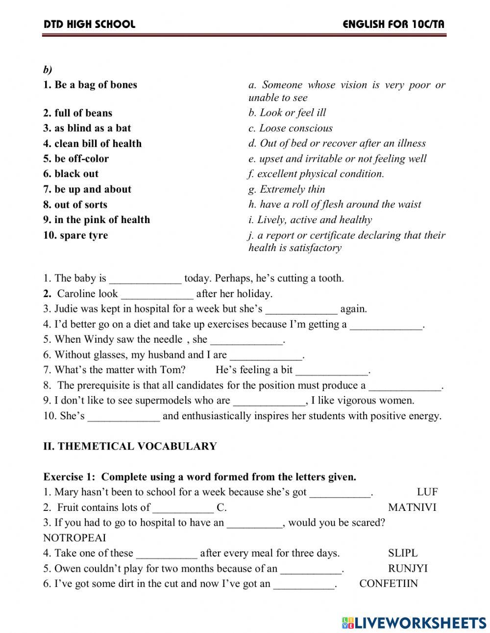 Vocab module 2 - your body & you Vocab module 2 - your body & you