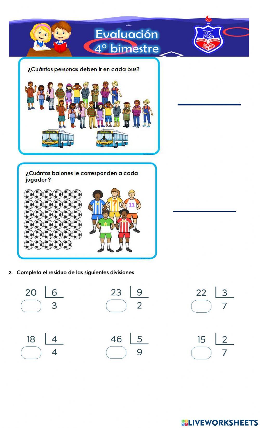 Evaluación 4 bimestre  matemáticas 2