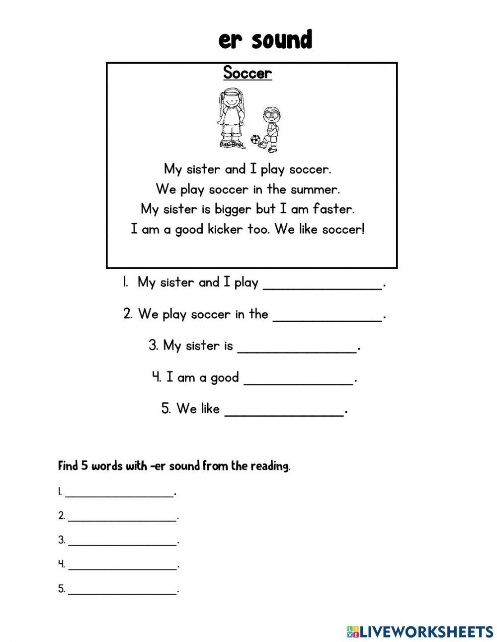 Reading Phonics diagraph ow-ou. and er sound