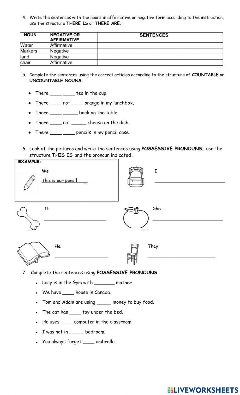 Evaluacion bimestral de ingles grado 4º