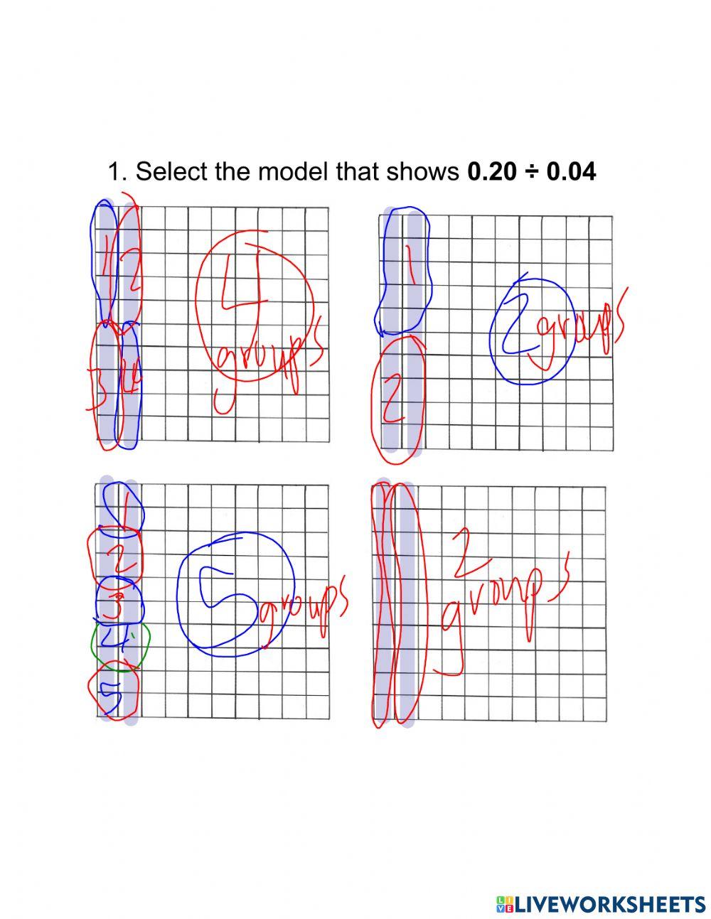 Divide Decimals by Decimals with Models Checkout -2