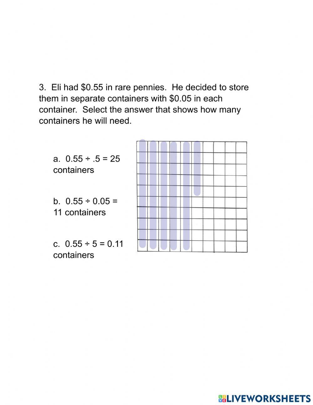 Divide Decimals by Decimals with Models Checkout -2