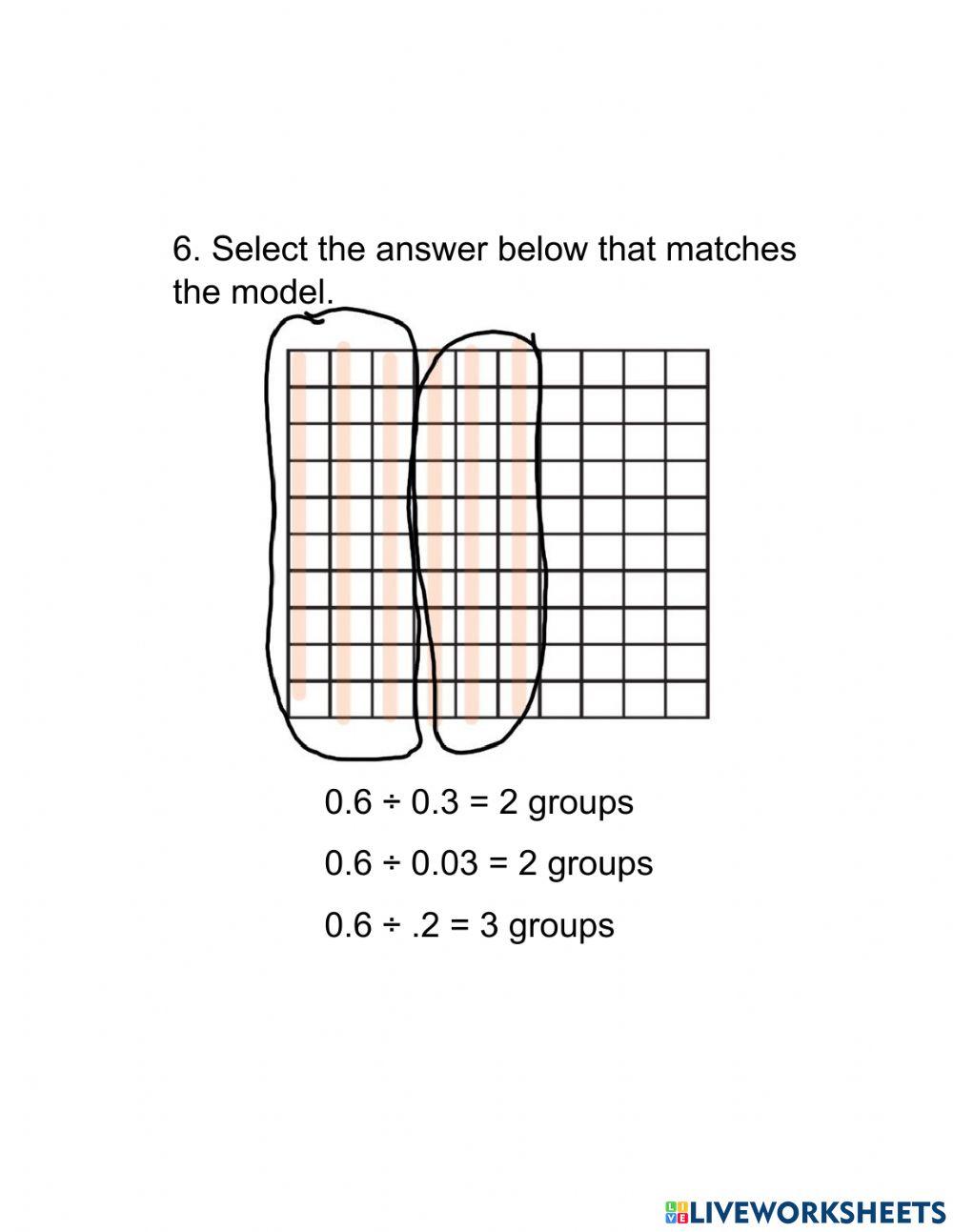 Divide Decimals by Decimals with Models Checkout -2