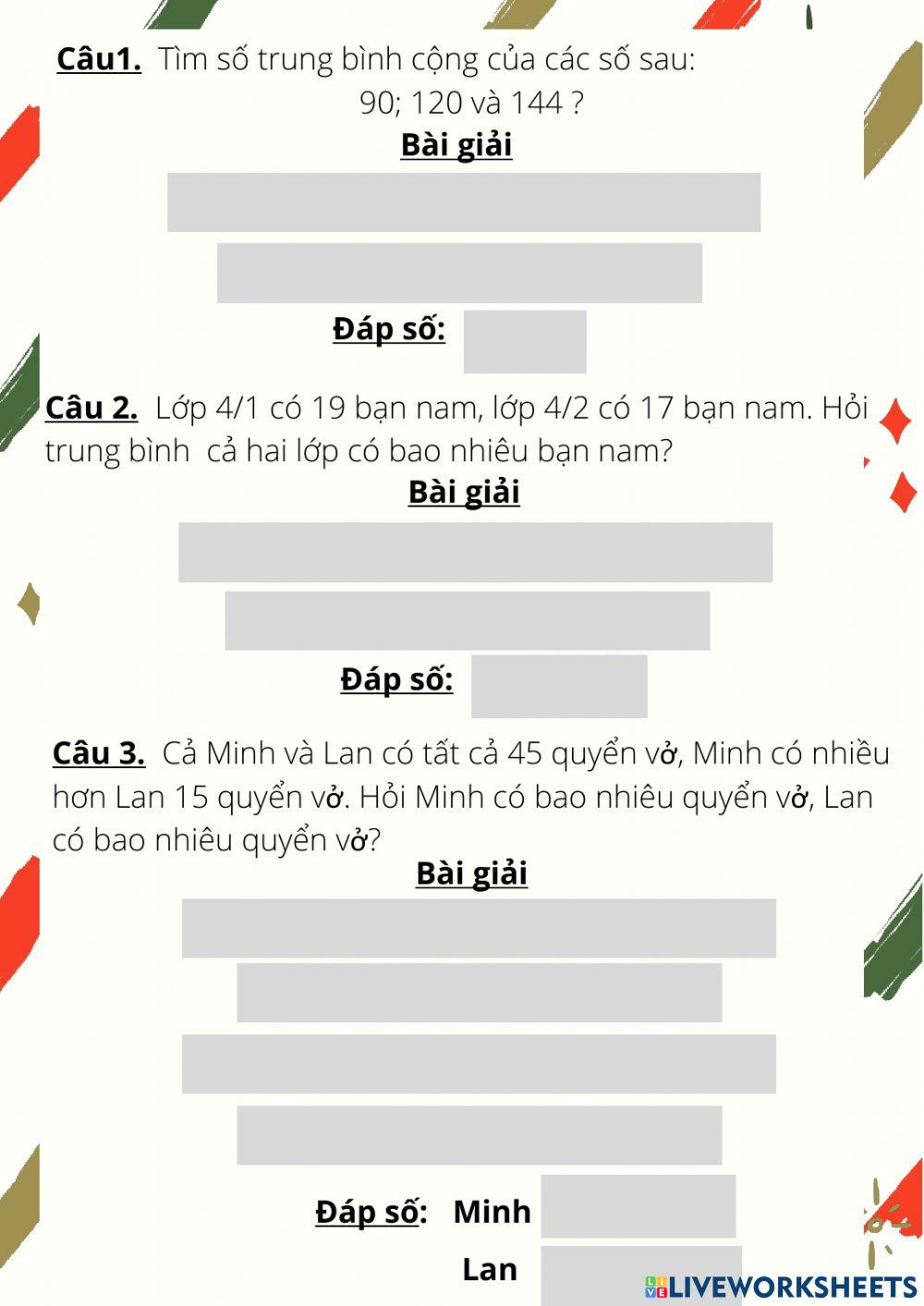 Ôn tập TBC, Tổng - hiệu