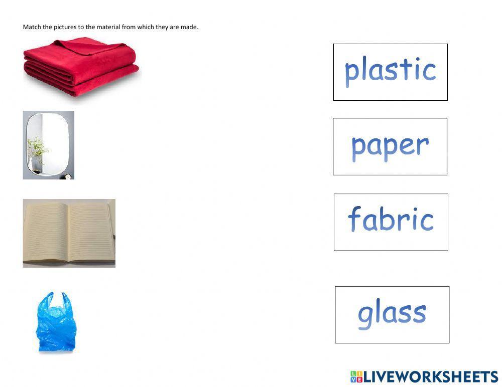 Paper plastic fabric glass