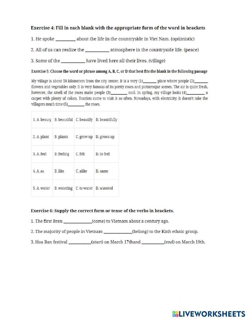 English grade 8 exercise | Live Worksheets