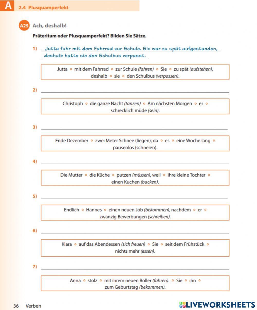 Übung: Präteritum - Plusquamperfekt