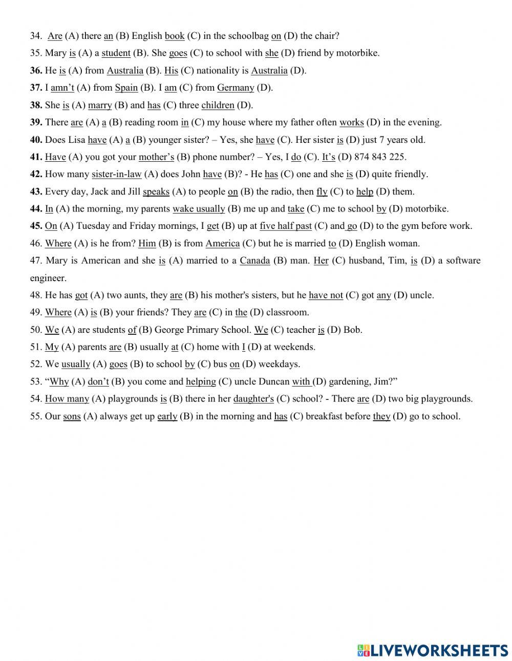 Further practice for PT1