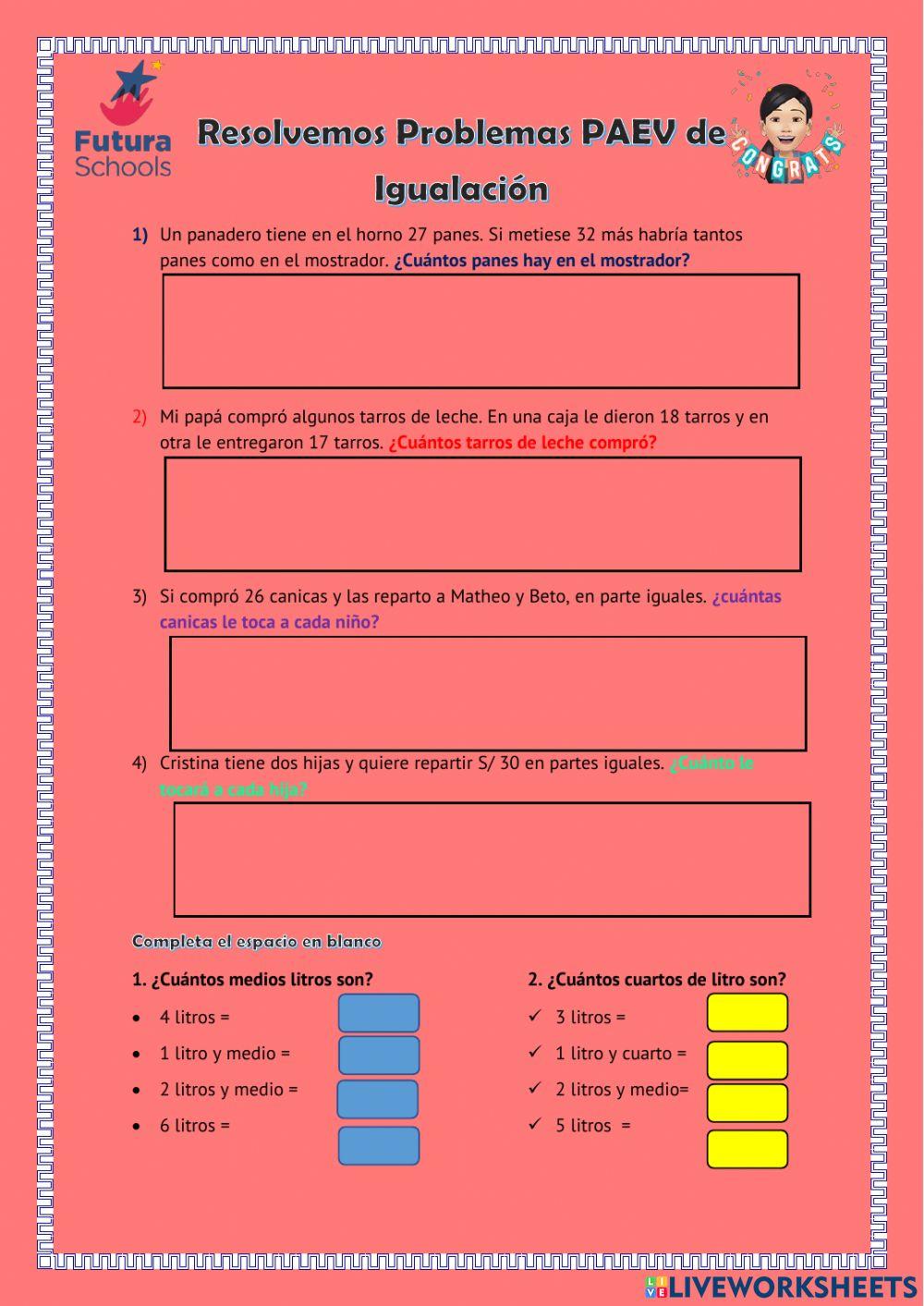 Problemas PAEV igualación