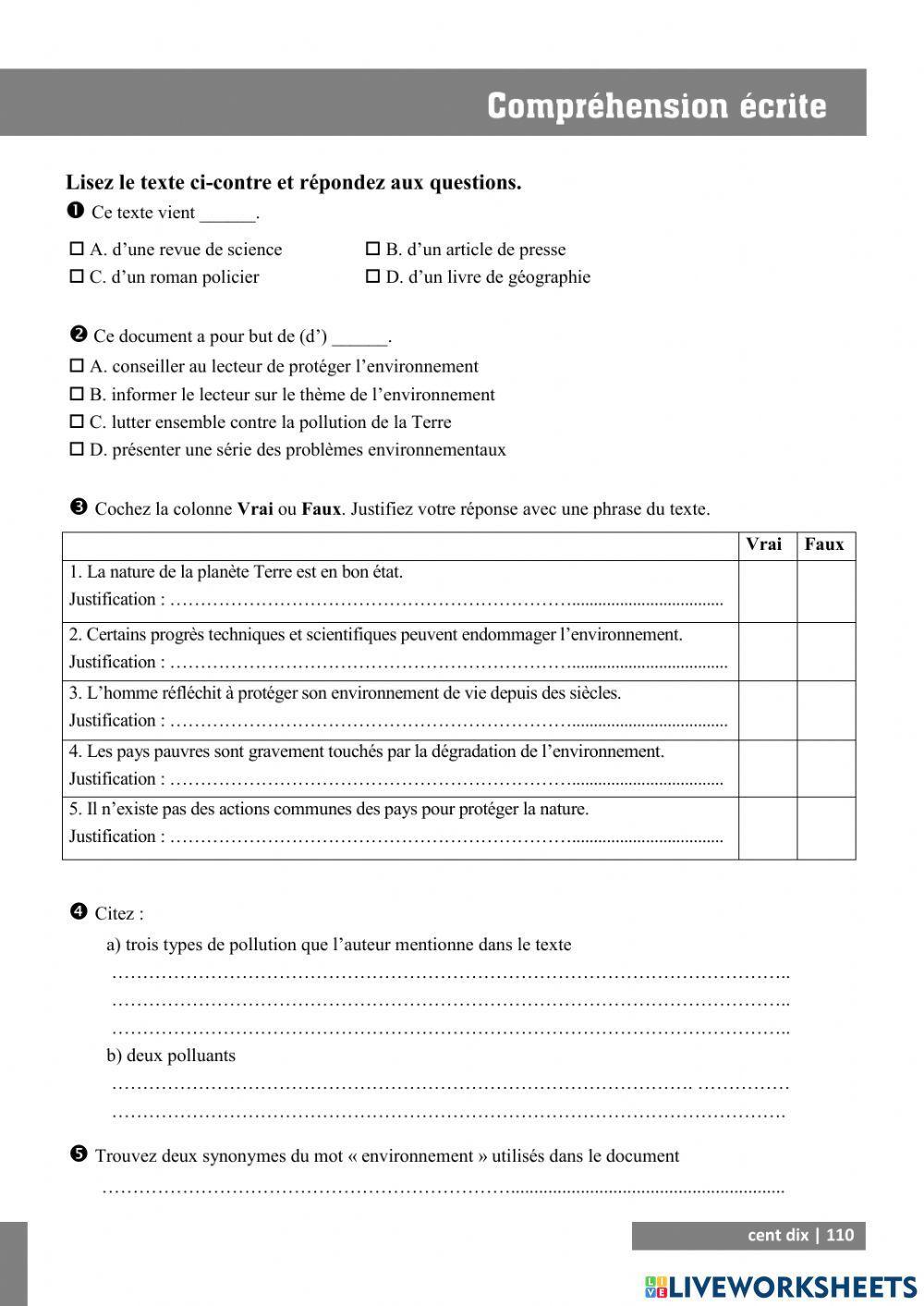 Leçon 8: Environnement