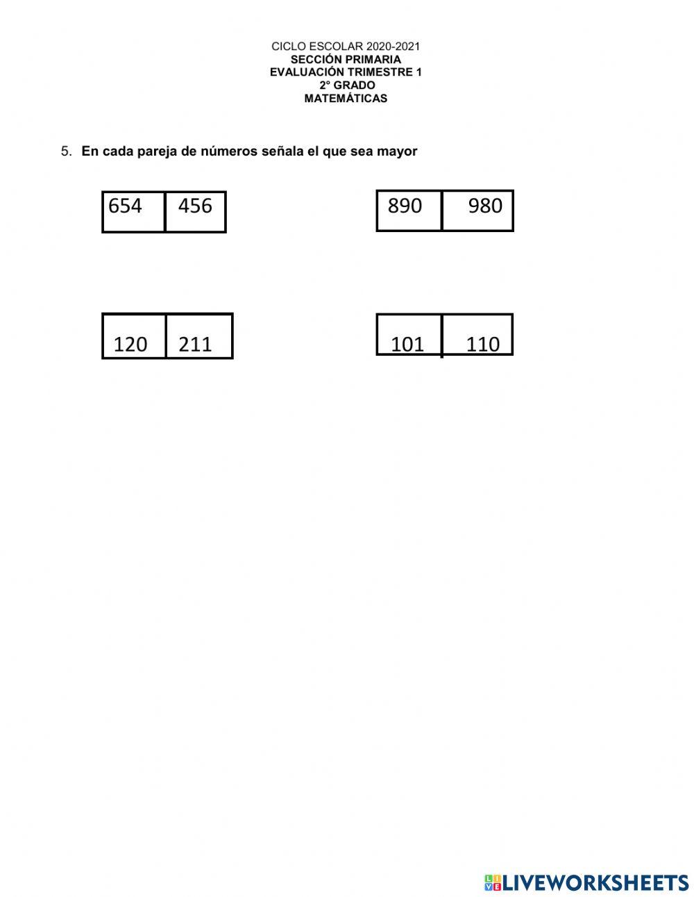 Examen de matematicas