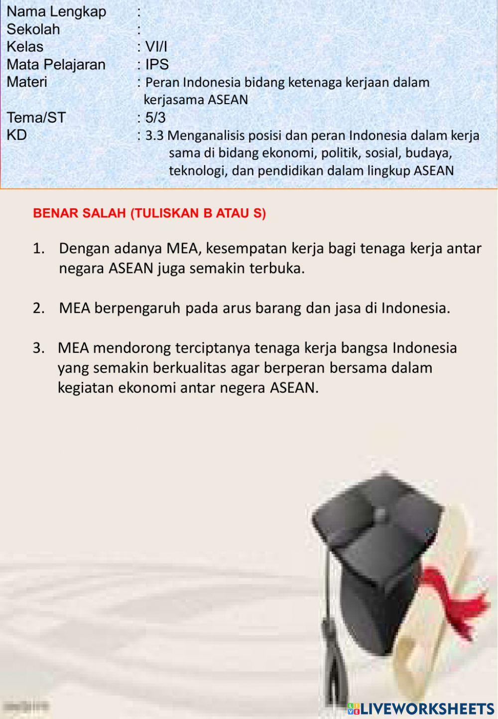 Peran Indonesia bidang ketenaga kerjaan dalam kerjasama ASEAN