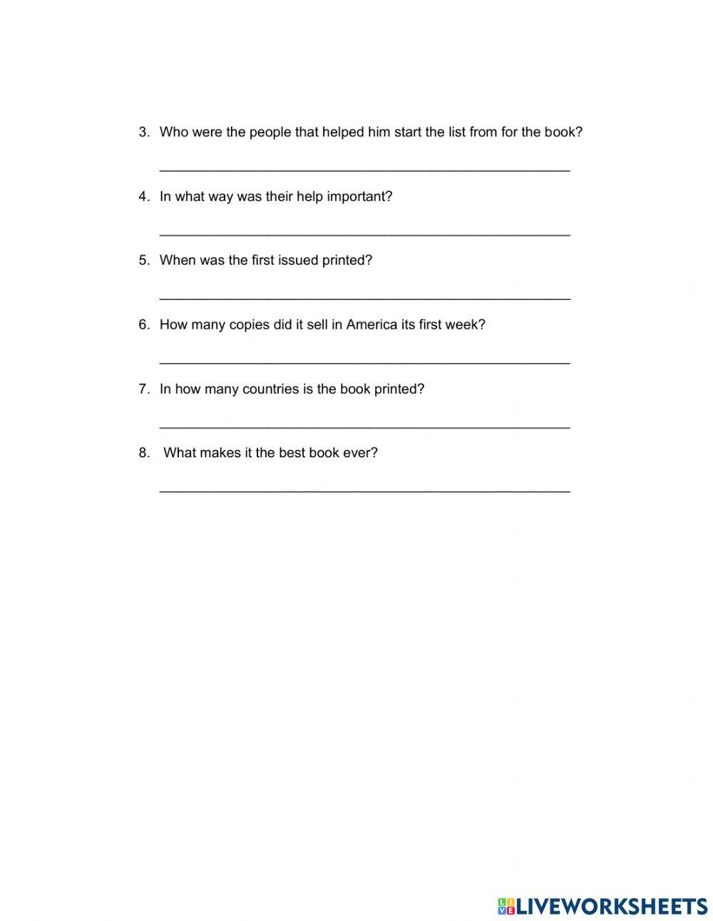 Reading Exam JHS 2nd grade