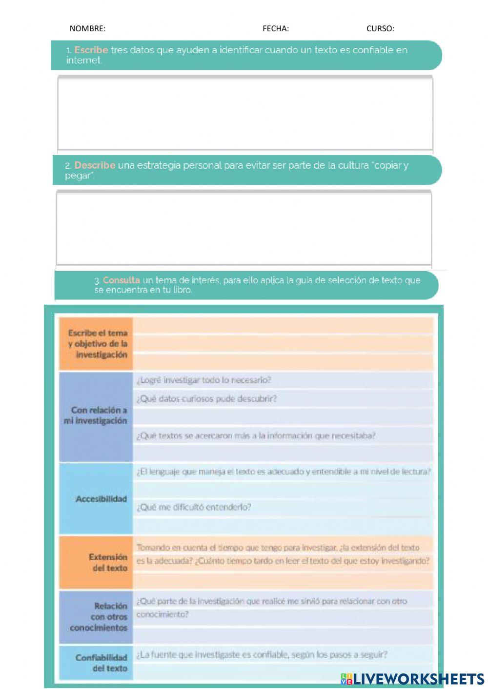 Criterios para la selección de textos