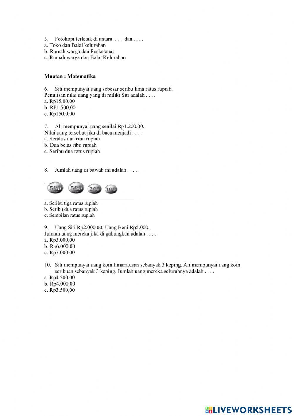 Soal evaluasi tema 3 subtema 2 pb 1