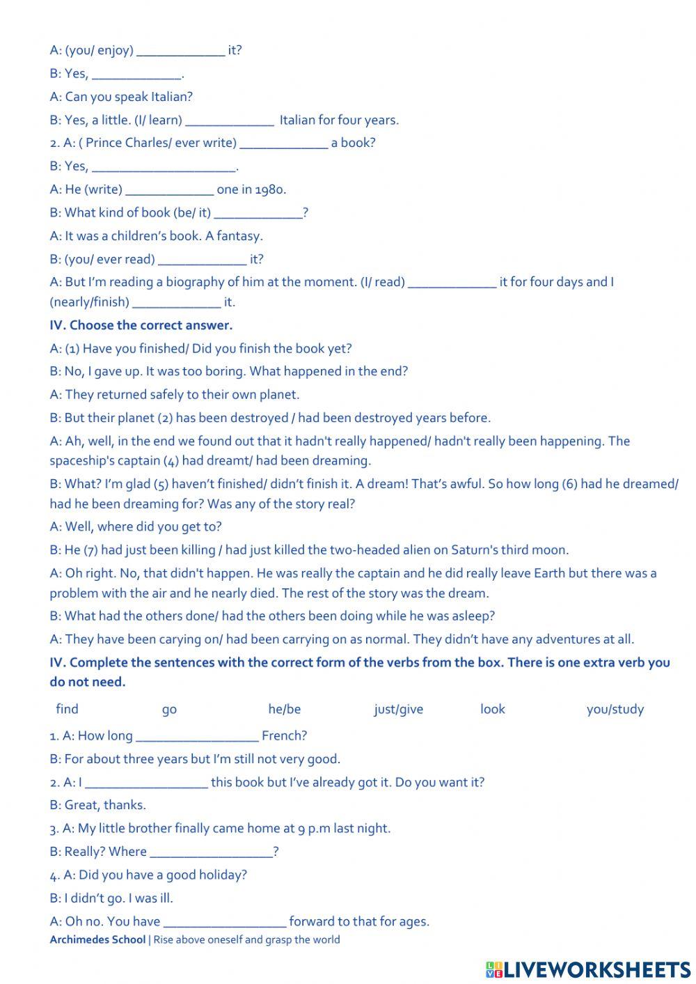 G7-Grammar-Present & Past Perfect Tenses