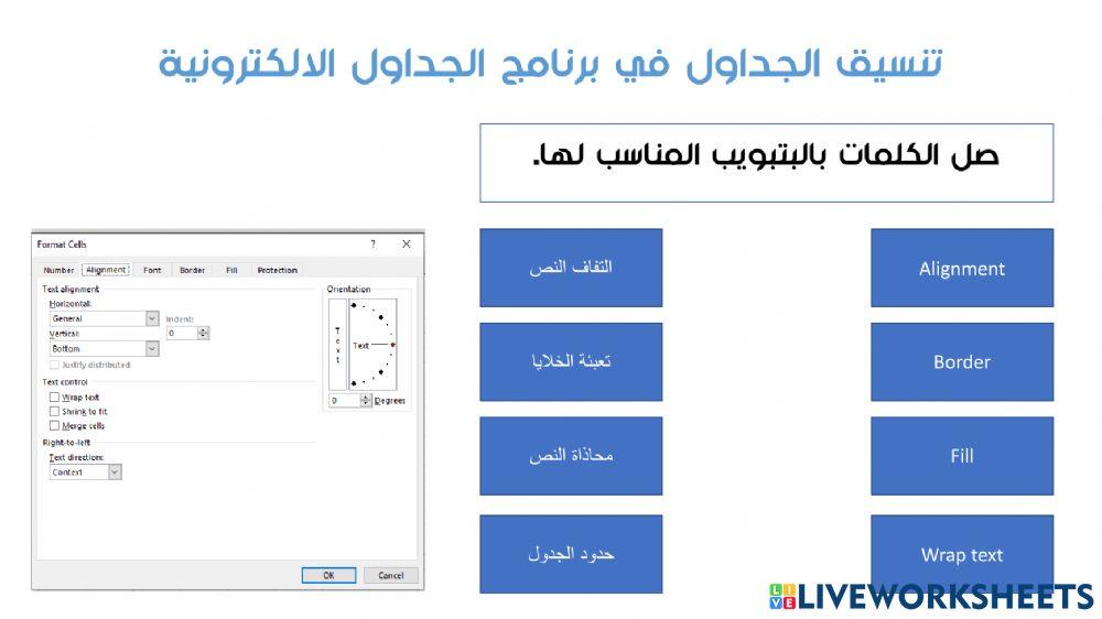 تنسيق الجداول الاكترونية