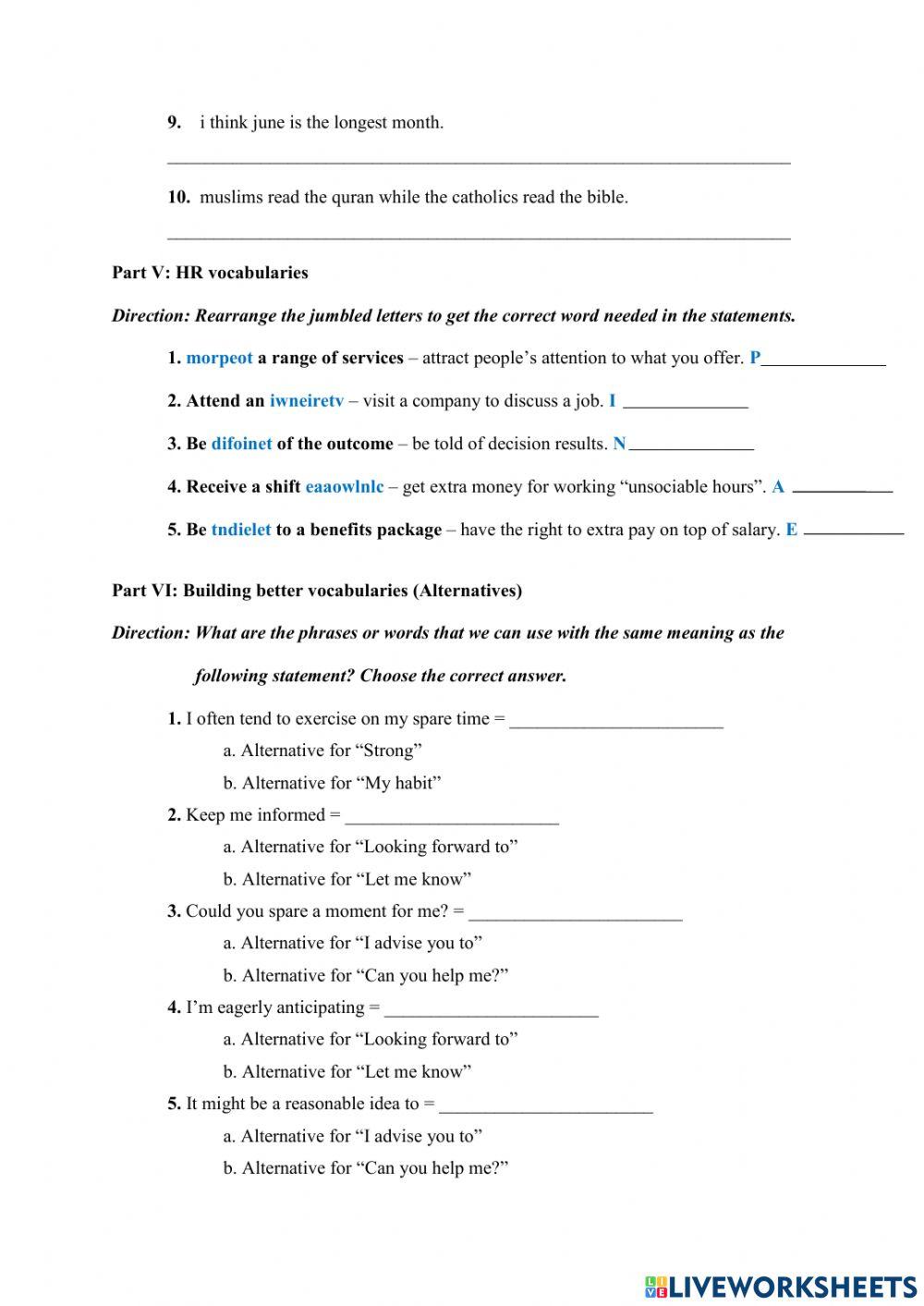 HR Intermediate MIDTERM test