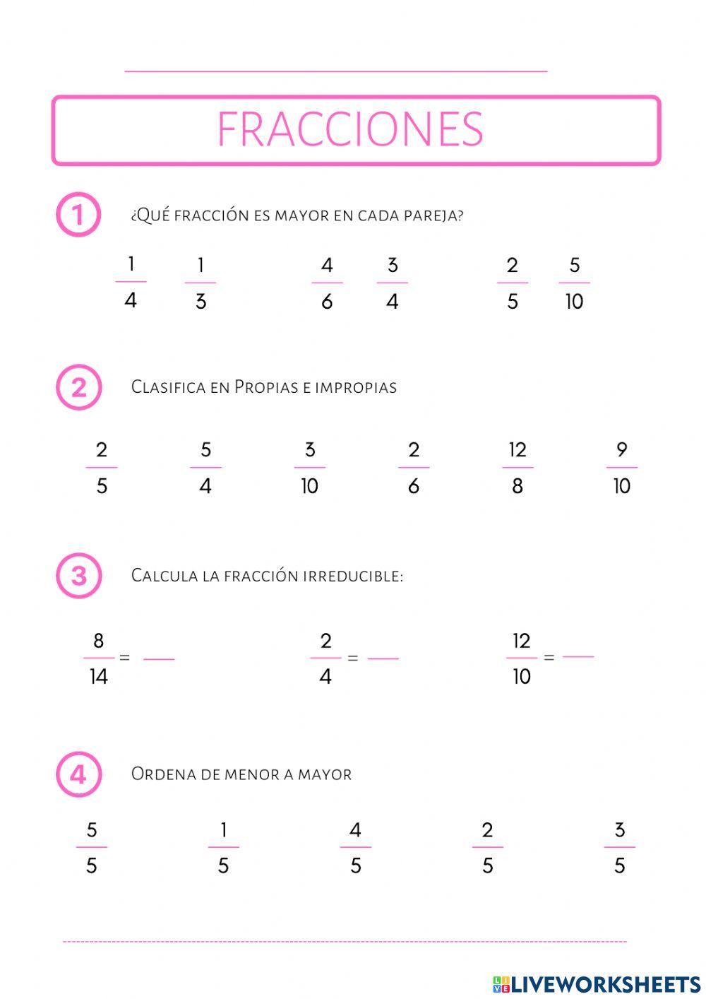 Operaciones fracciones