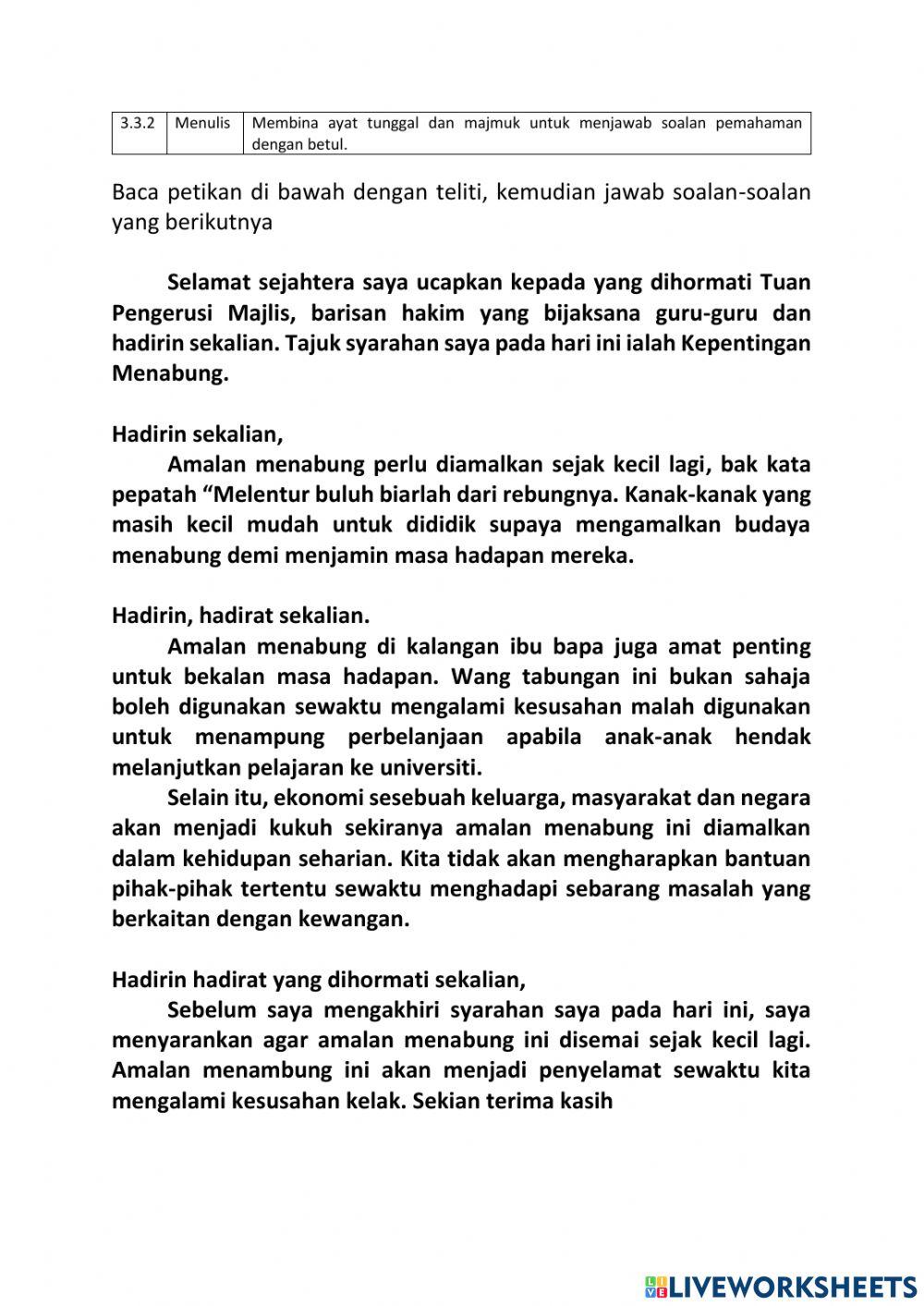 3.3.2 Kepentingan Menabung LWS