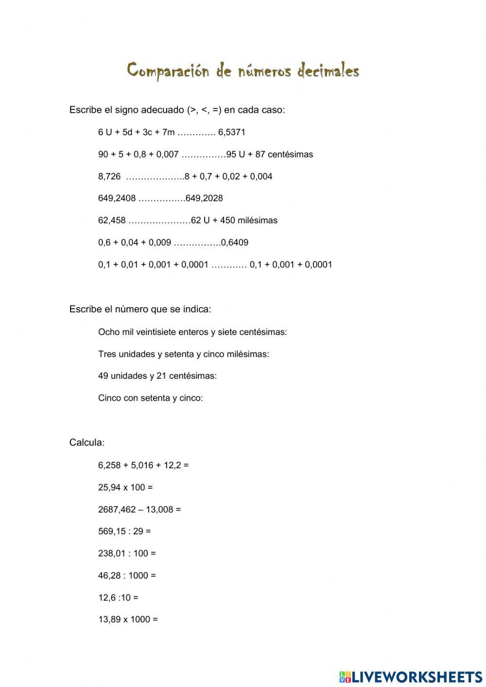 Los números decimales