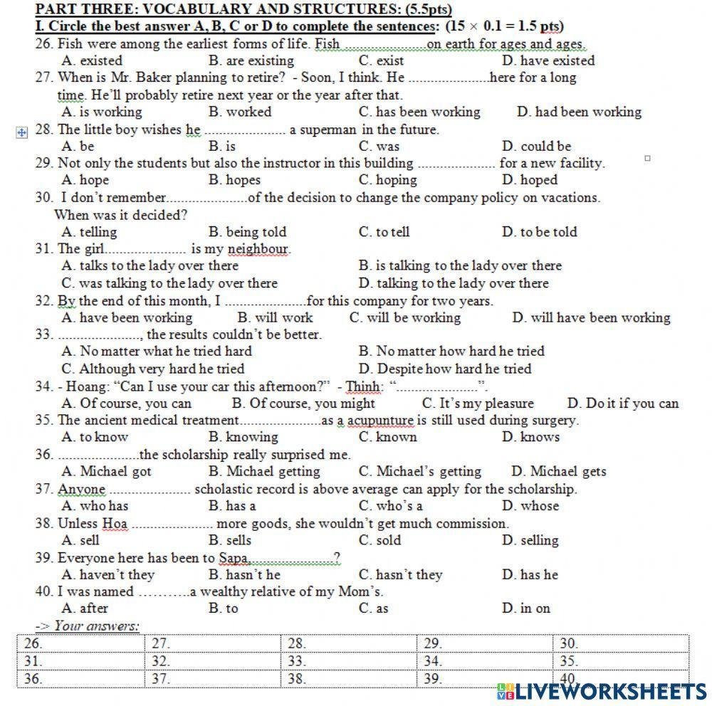 Goethe B2 Grammar Topics