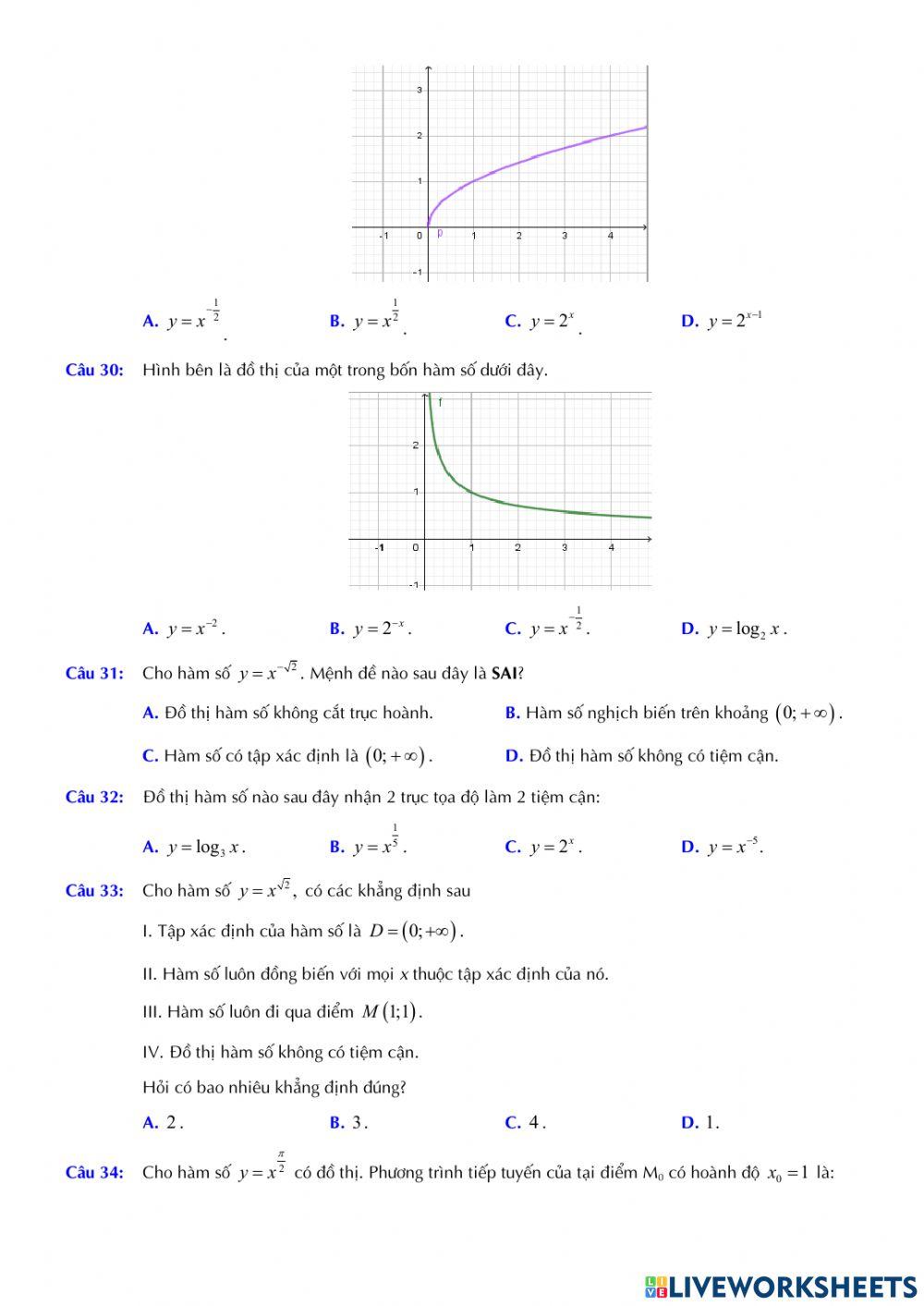 Giải tích 12 - Chương 2 - Bài 2. Hàm số lũy thừa