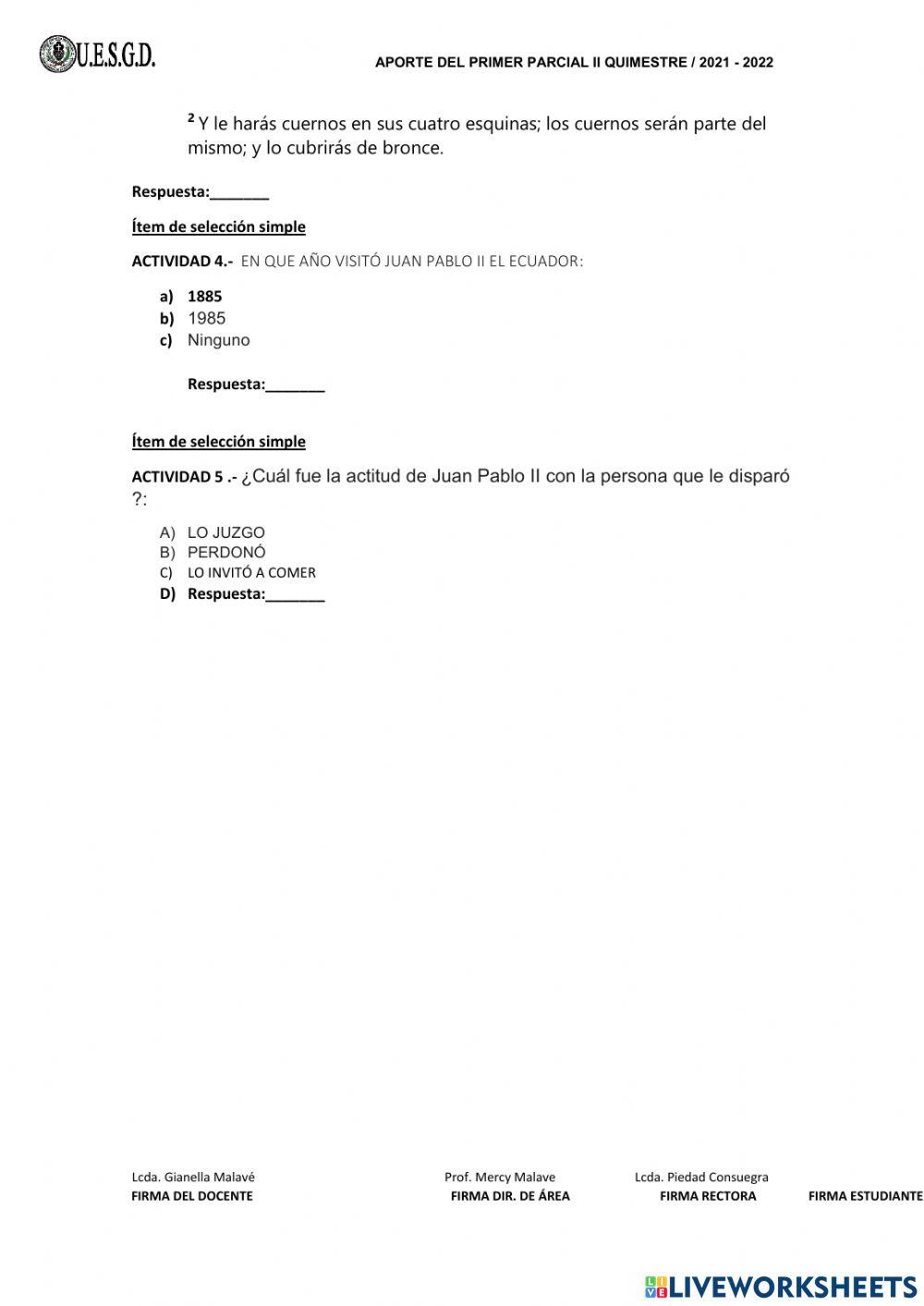 Evaluacion primer parcial ii quimestre