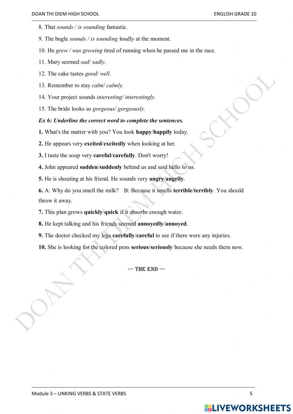 Linking-stative-action verbs Linking-stative-action verbs