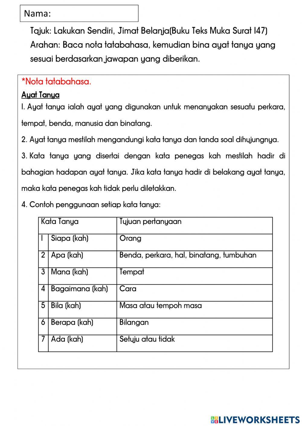 Tahun 4: Tema 8: Unit 22:Lakukan Sendiri, Jimat Belanja