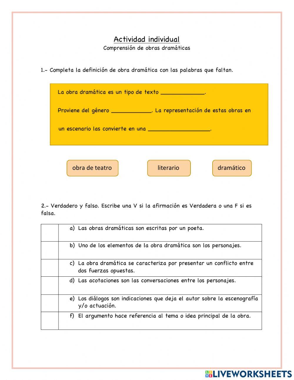 Actividad individual: Obra dramática