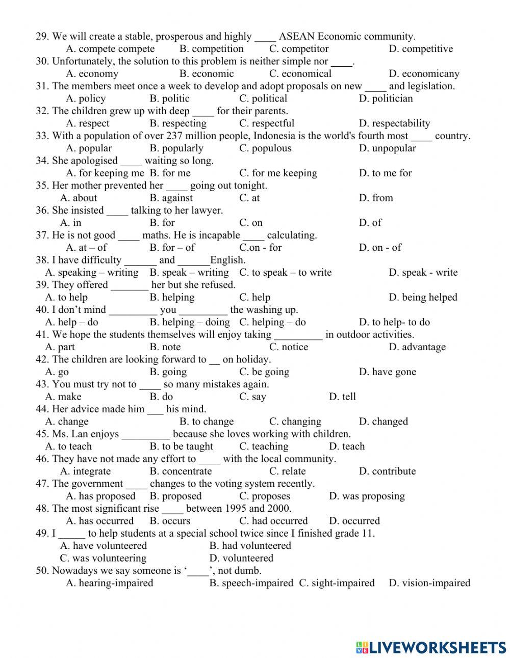 Revision for the 1st term test – no1 (grade 11)