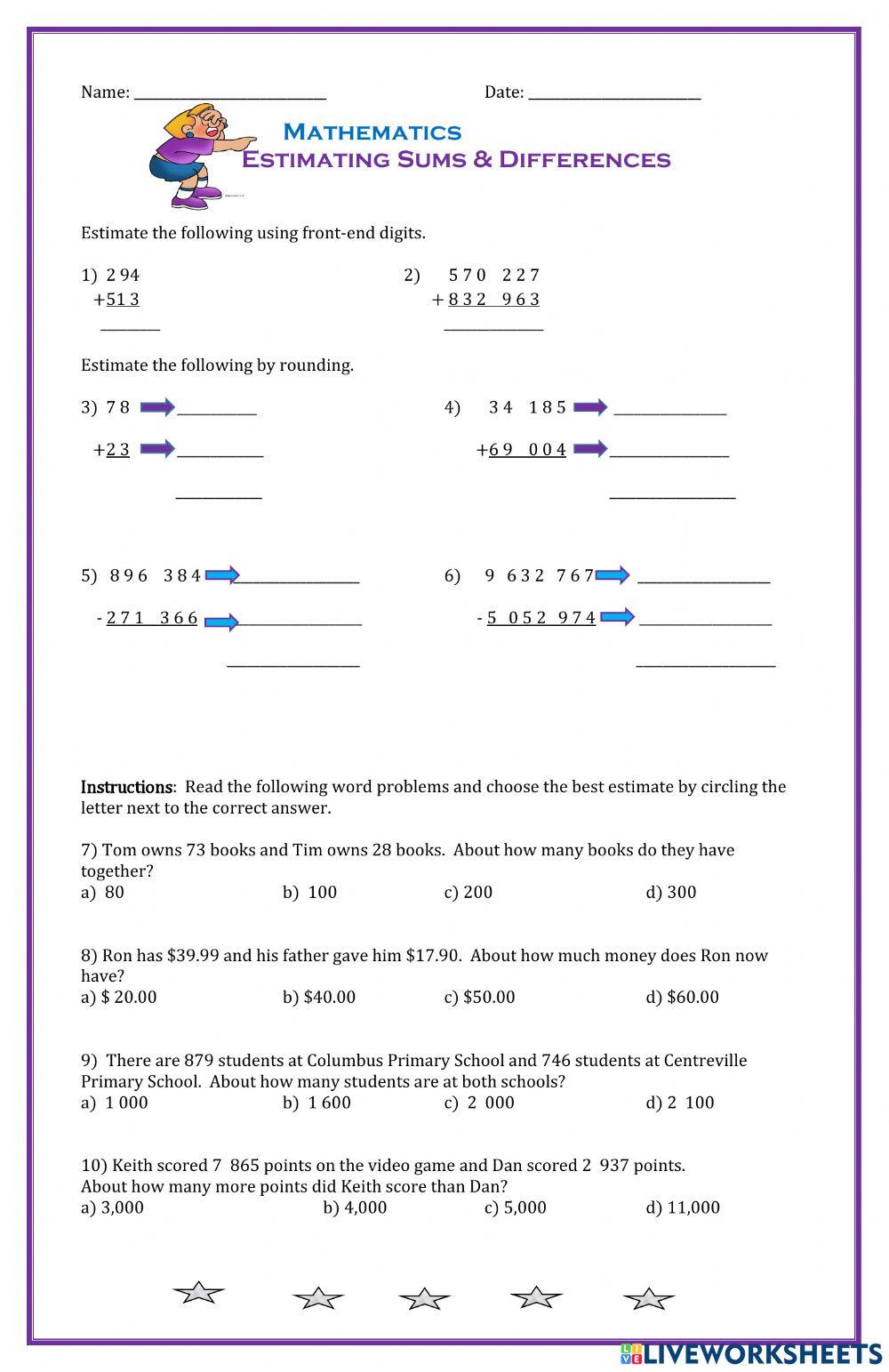 6771517 estimating sums and differences worksheet