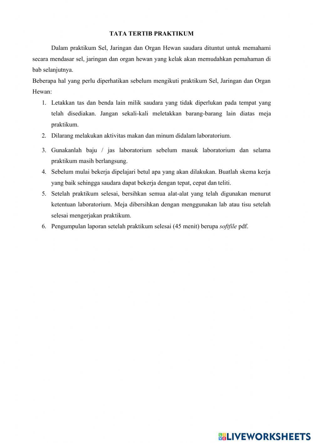 Petunjuk praktikum sistem klasifikasi kingdom protista