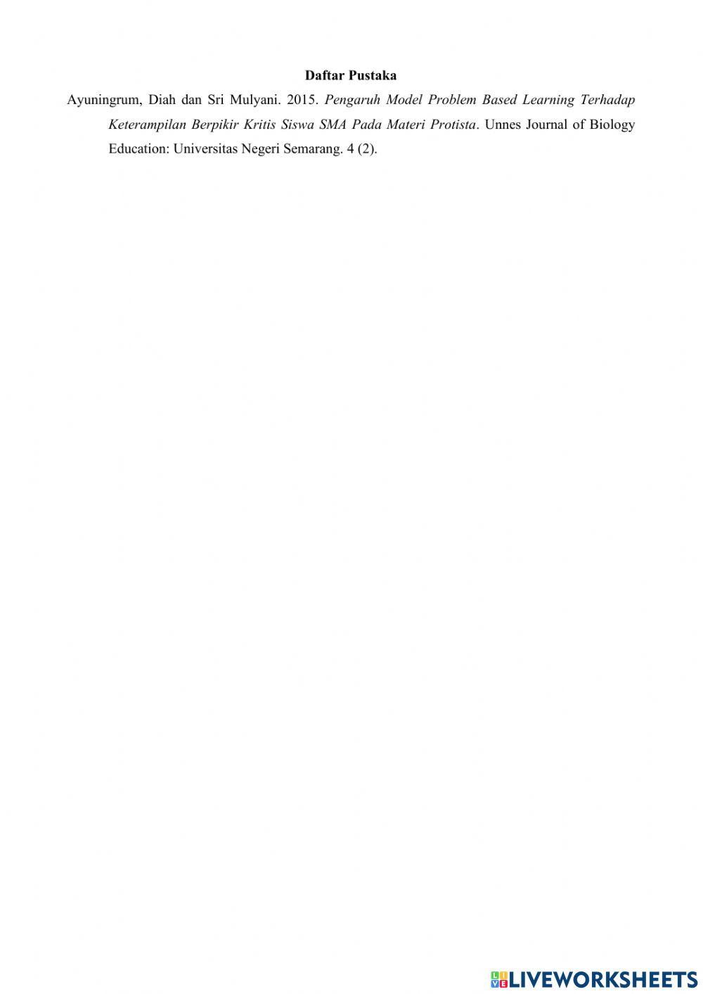 Petunjuk praktikum sistem klasifikasi kingdom protista