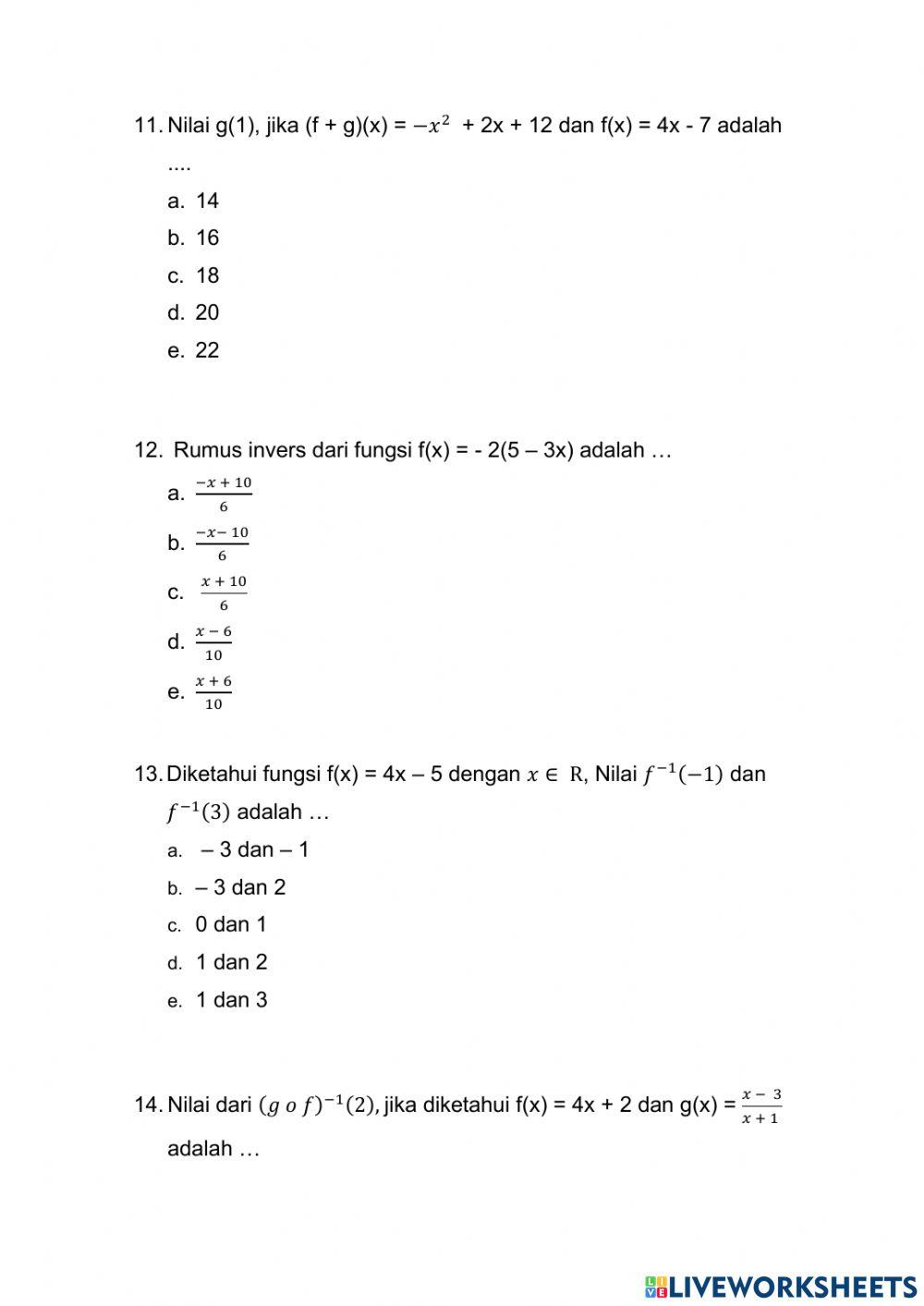 Ulangan harian fungsi
