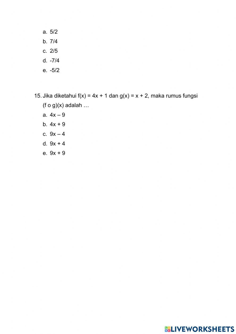 Ulangan harian fungsi